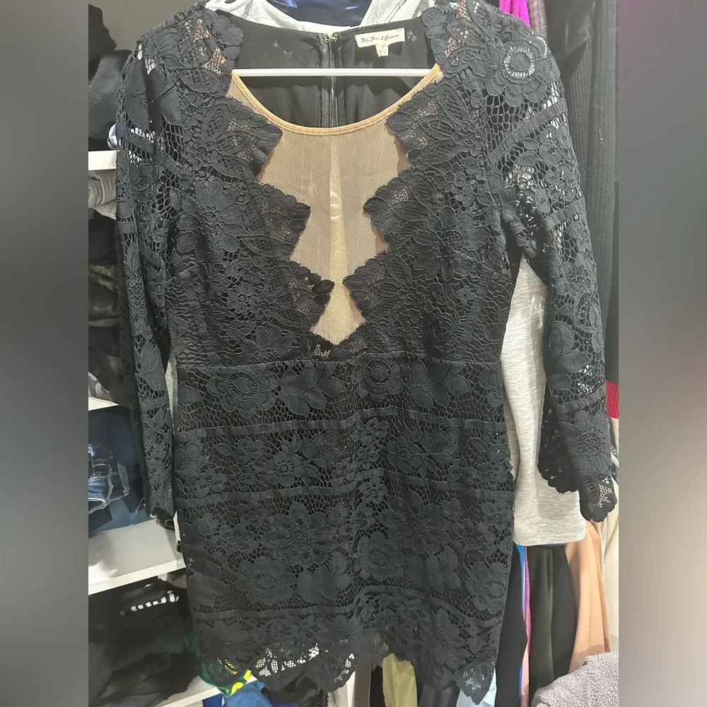 For love and lemons black lace dress with deep illusion - Picture 2 of 4